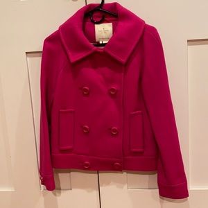 Short Kate Spade Pea Coat in bright pink